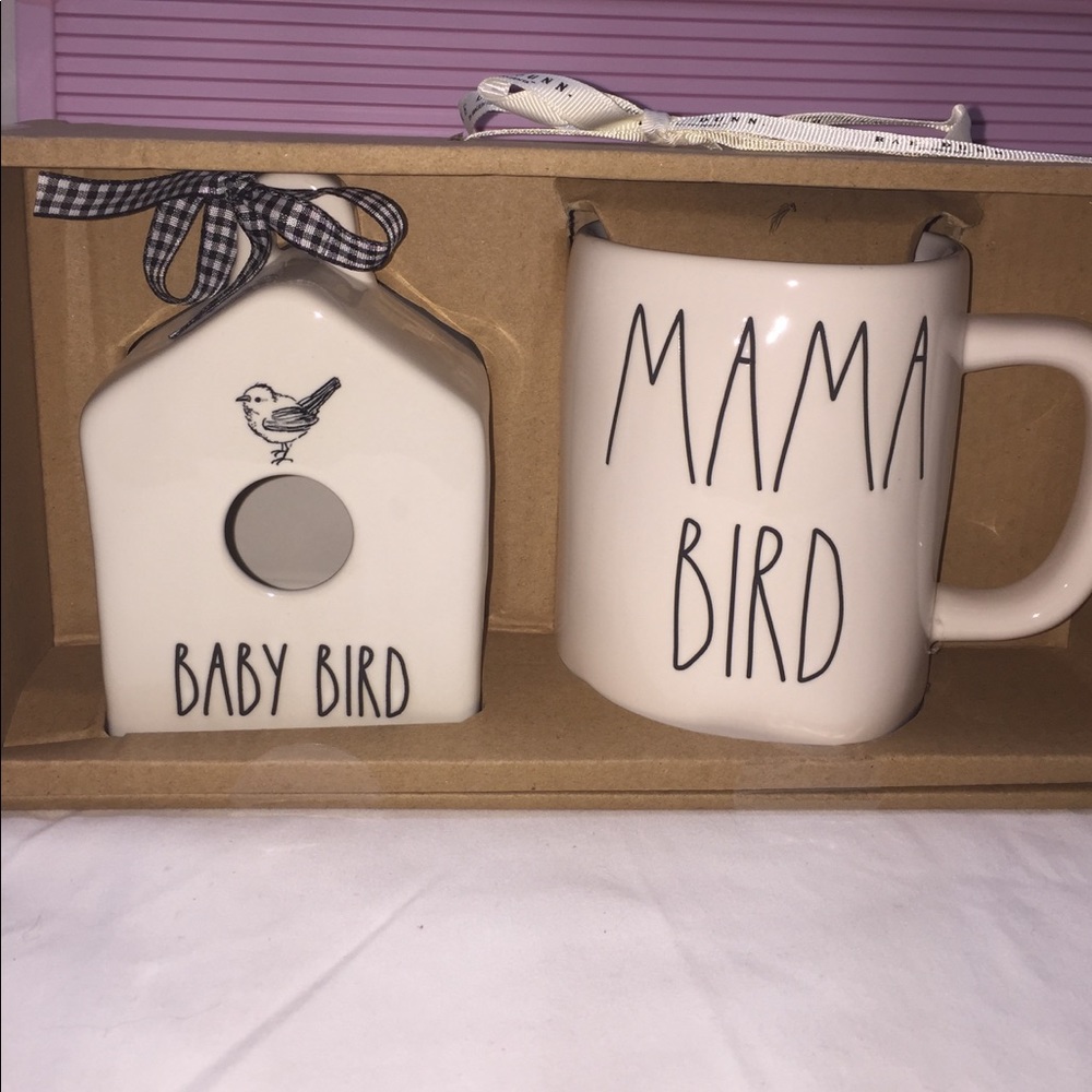 Rae Dunn mini BABY BIRD house & MAMA BIRD mug